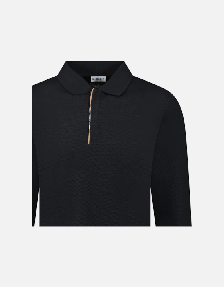 'Hartford' Long Sleeve Check Placket Zip Polo Black
