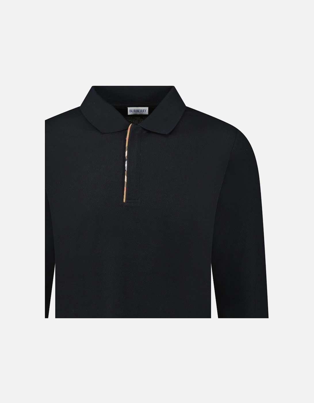 'Hartford' Long Sleeve Check Placket Zip Polo Black