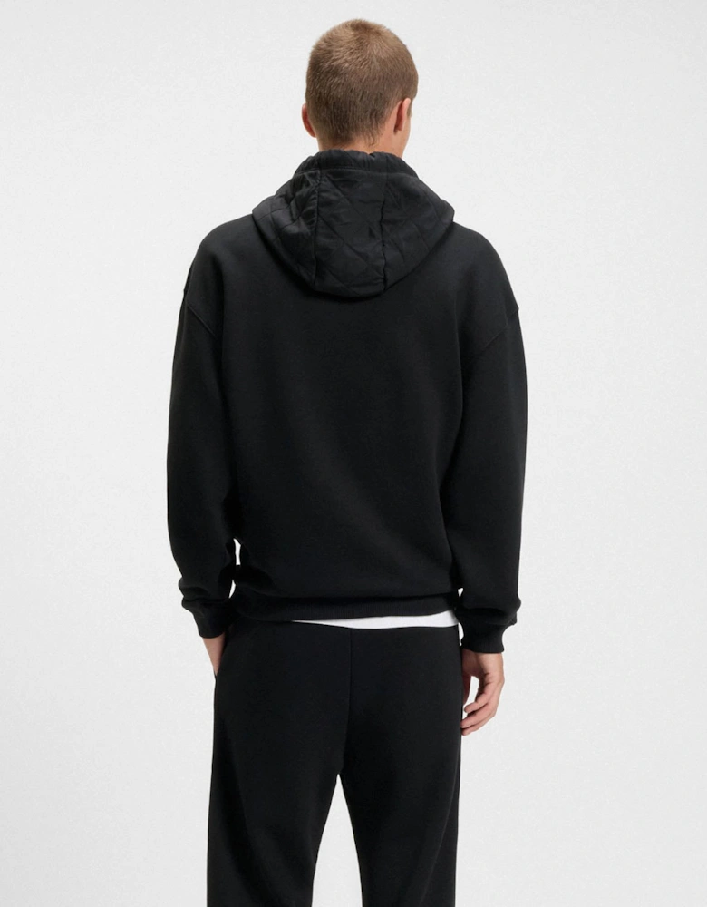HUGO Dilvano Mens Pullover Hoodie with Waxed-Stamp Logo - Black 001