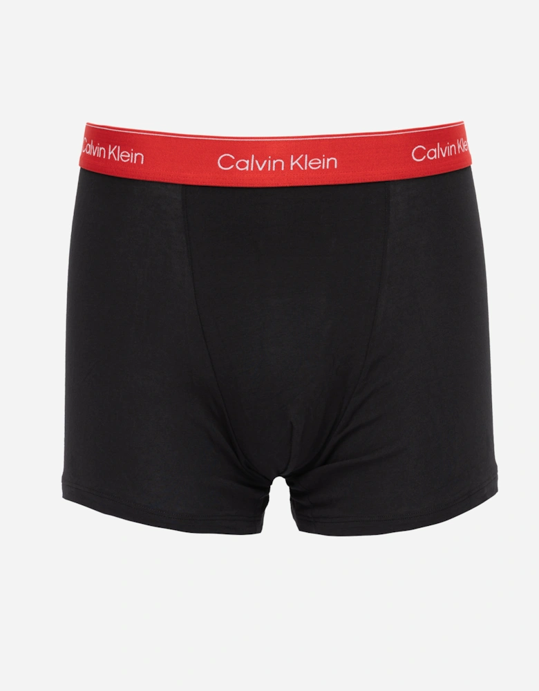 3 Pack Icon Cotton Stretch Mens Relaxed Fit Trunks - Black w/ Adrenaline Rush WB/Black w