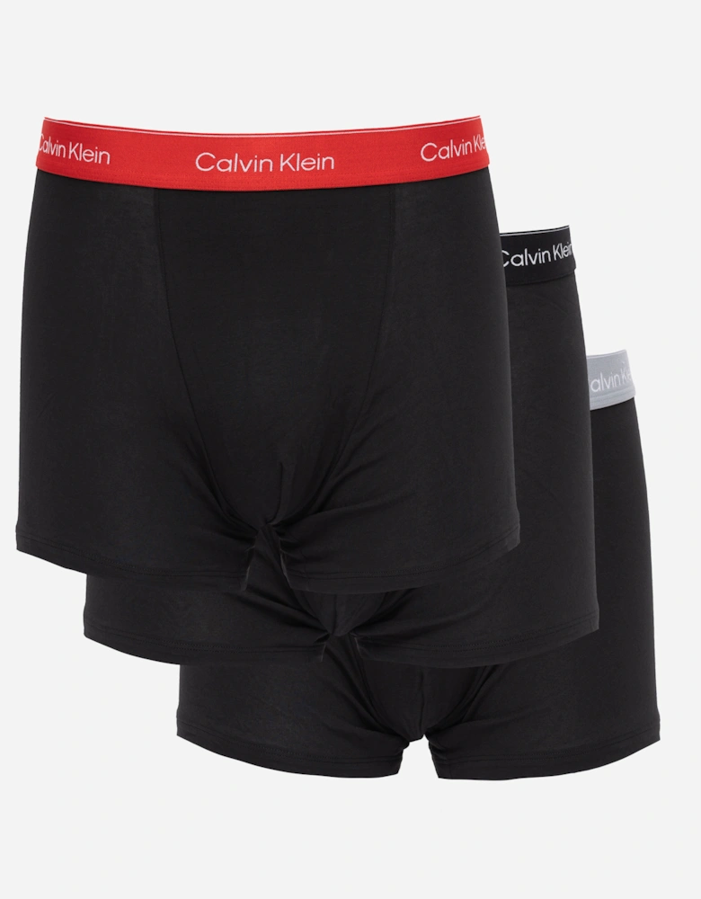 3 Pack Icon Cotton Stretch Mens Relaxed Fit Trunks - Black w/ Adrenaline Rush WB/Black w