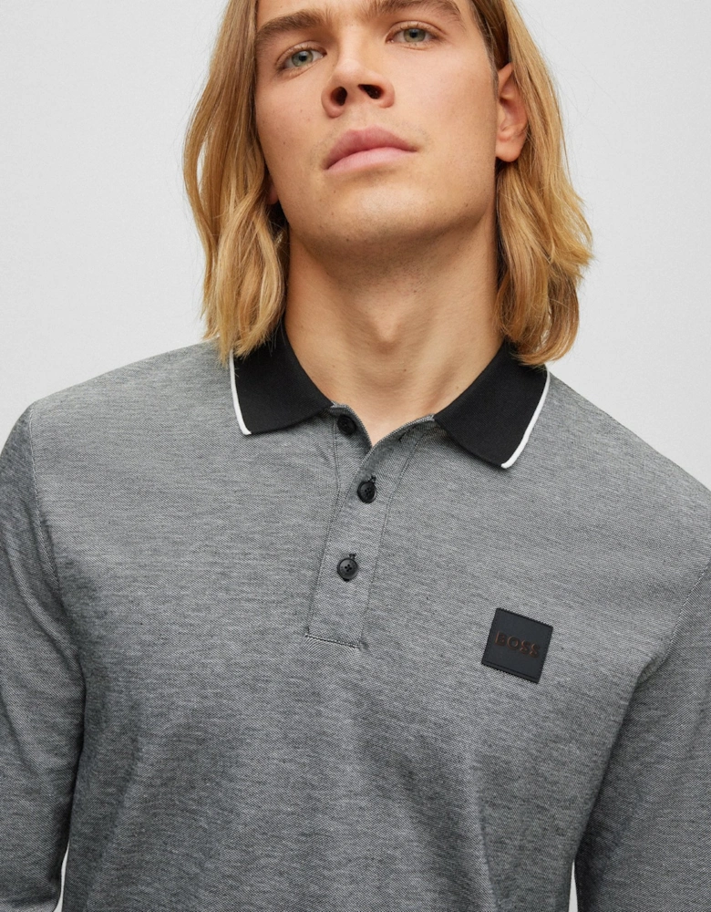 BOSS Orange Peoxfordlong Mens Long Sleeve Pique Polo Shirt - Grey 090