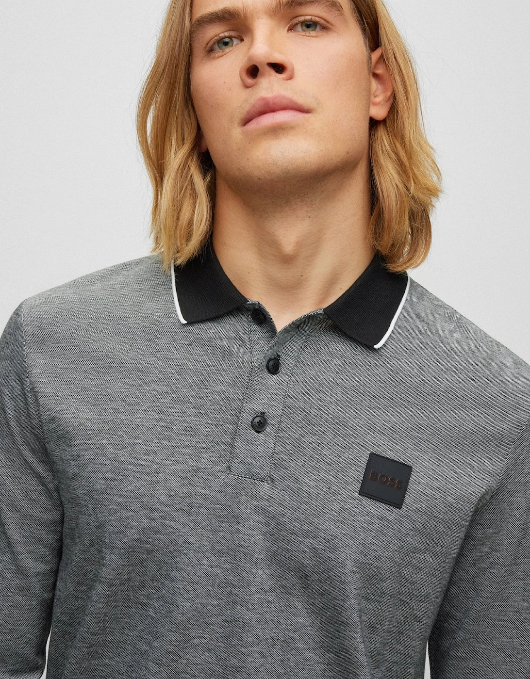 BOSS Orange Peoxfordlong Mens Long Sleeve Pique Polo Shirt - Grey 090