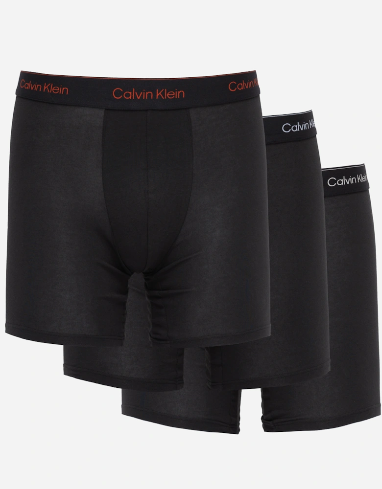 3 Pack Icon Cotton Stretch Mens Boxer Briefs - Black w/ Chalk Logo/Black w/ Currie