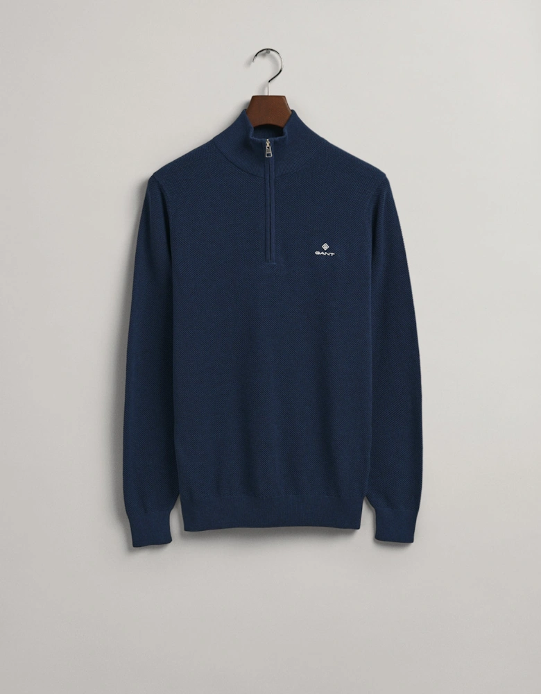 Cotton Pique Mens Half Zip - 433 Evening Blue