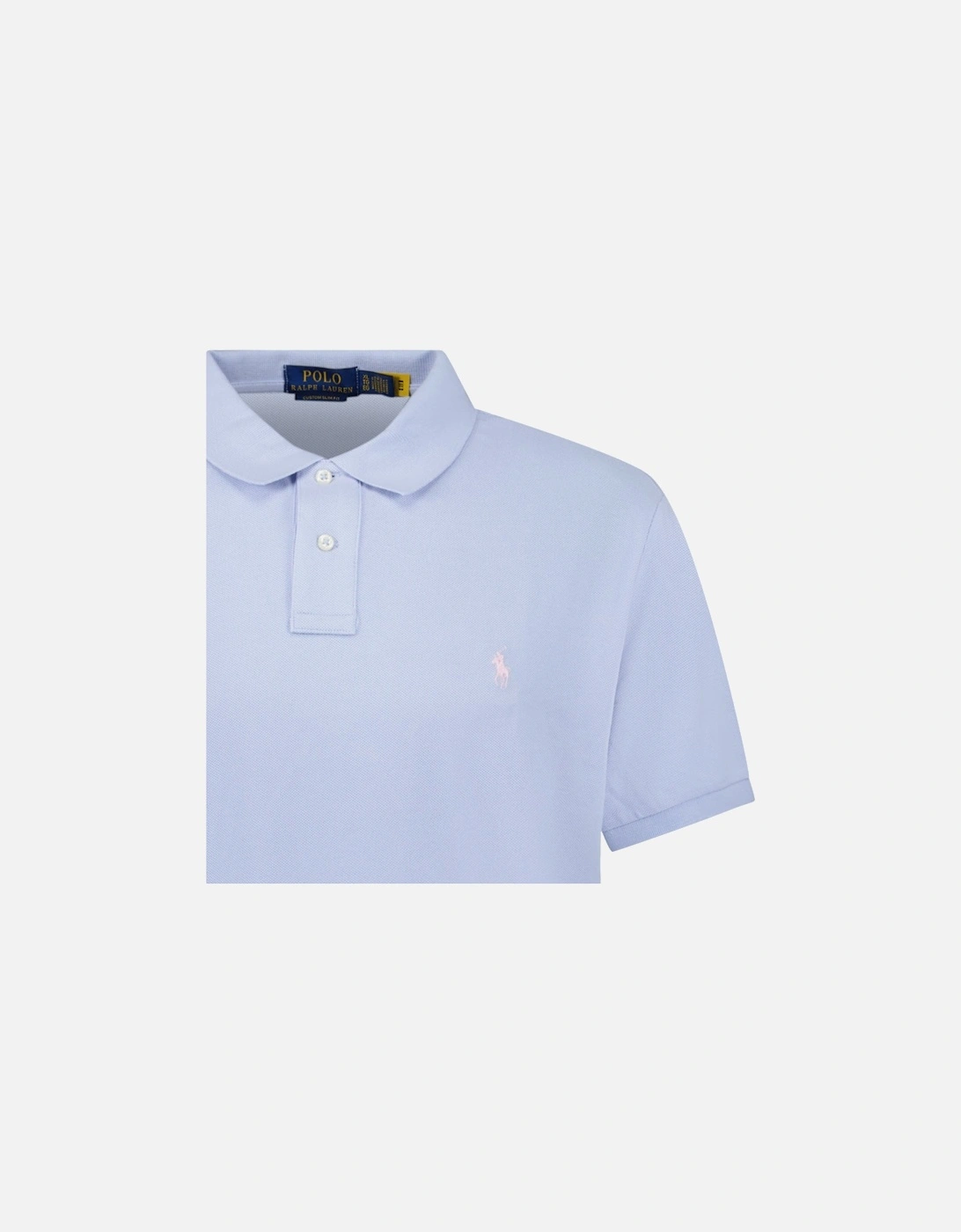 Cotton Mesh Custom Slim Fit Polo Shirt in Light Blue