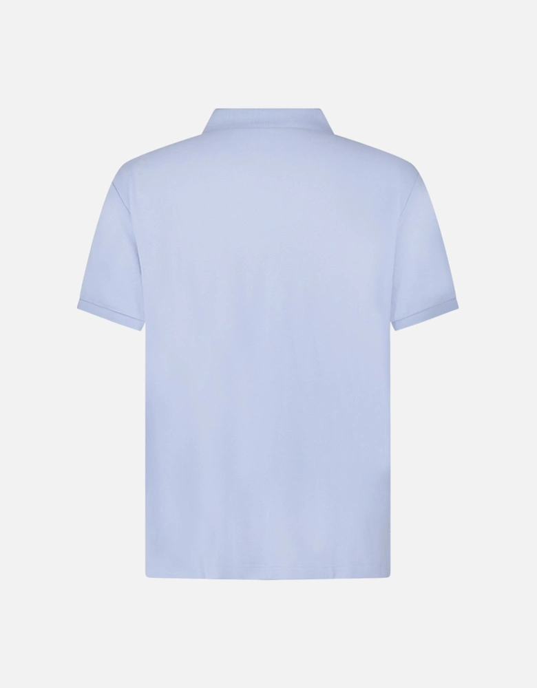 Cotton Mesh Custom Slim Fit Polo Shirt in Light Blue