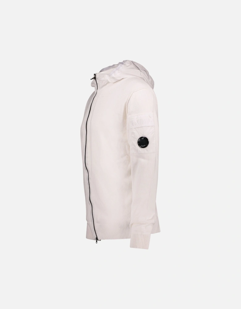 Lens Cotton Zip Fleece Hoodie White