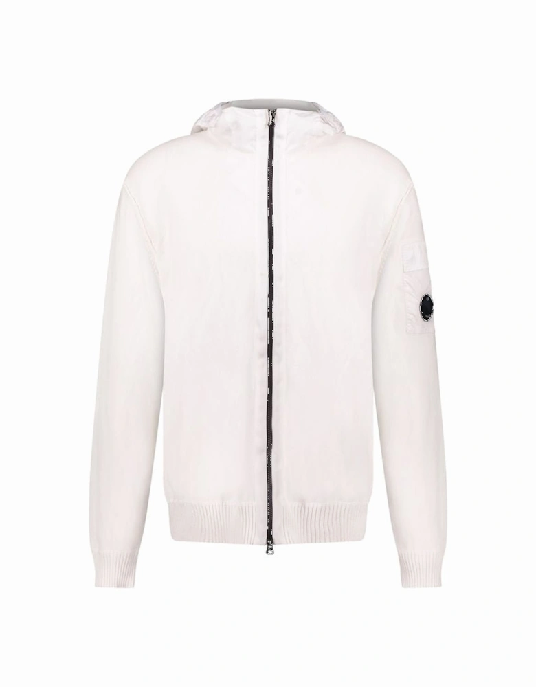 Lens Cotton Zip Fleece Hoodie White