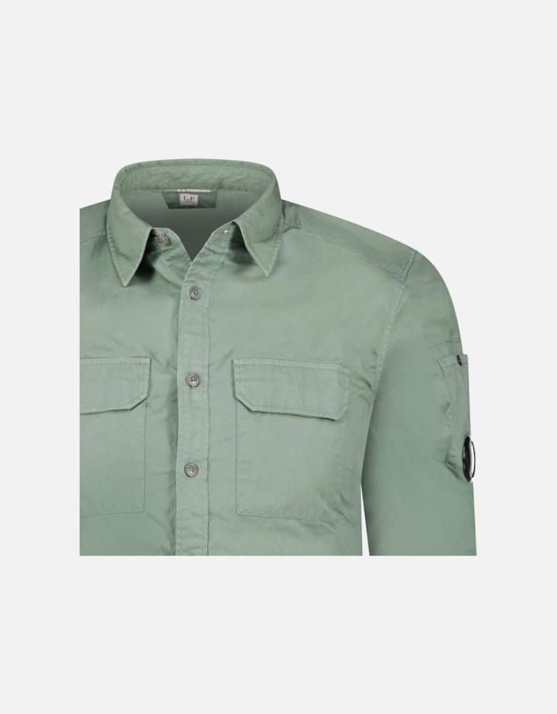 'Gabardine' Cotton Overshirt Green