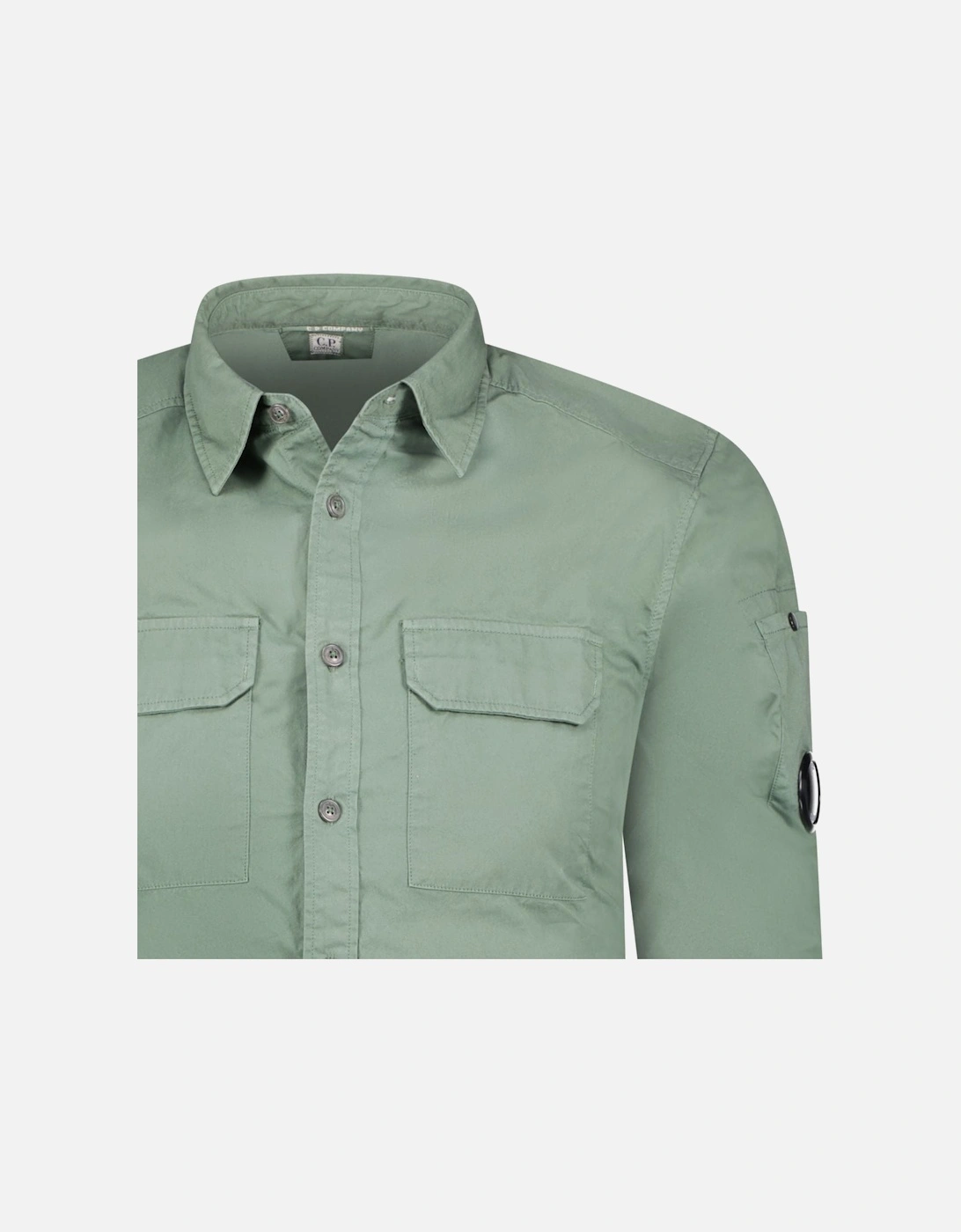 'Gabardine' Cotton Overshirt Green