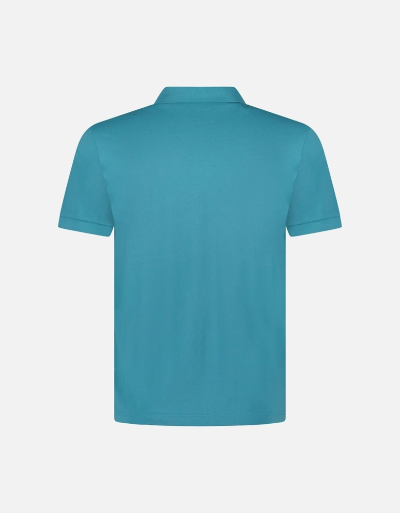 Logo-Badge Cotton-Piqué Polo Shirt in Teal (Pre-Loved)
