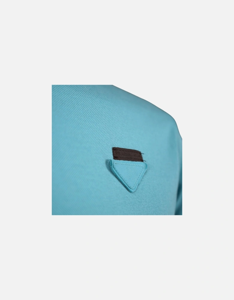 Logo-Badge Cotton-Piqué Polo Shirt in Teal (Pre-Loved)