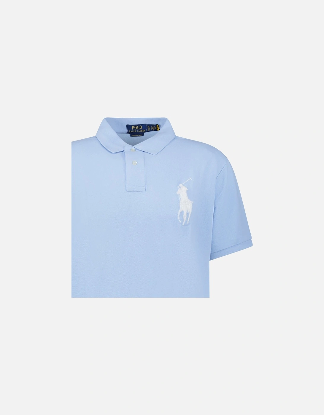 Big Pony Mesh Custom Slim Fit Polo Shirt in Light Blue