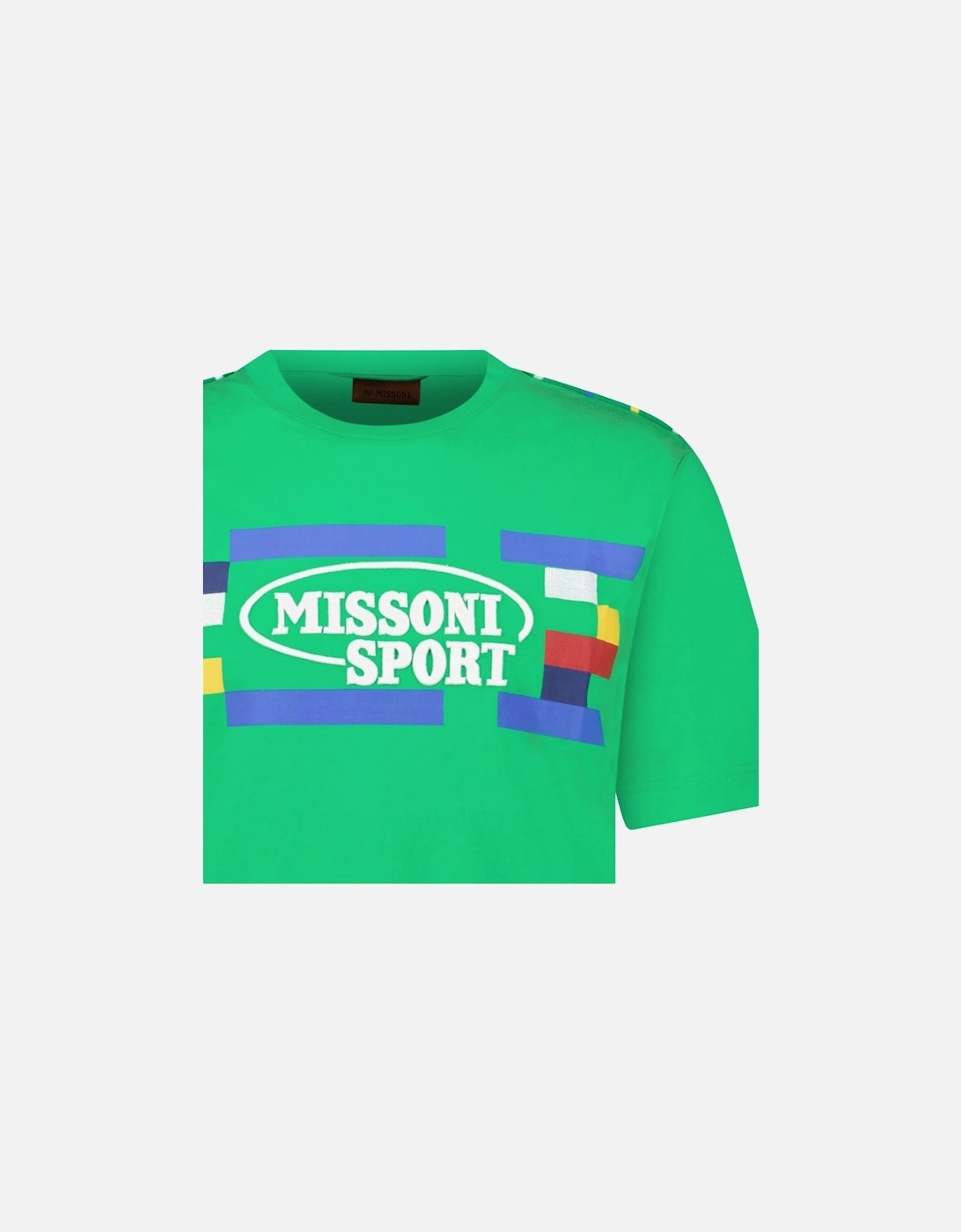 Embroidered Print T-Shirt Green Tambourine Multicolour Heritage