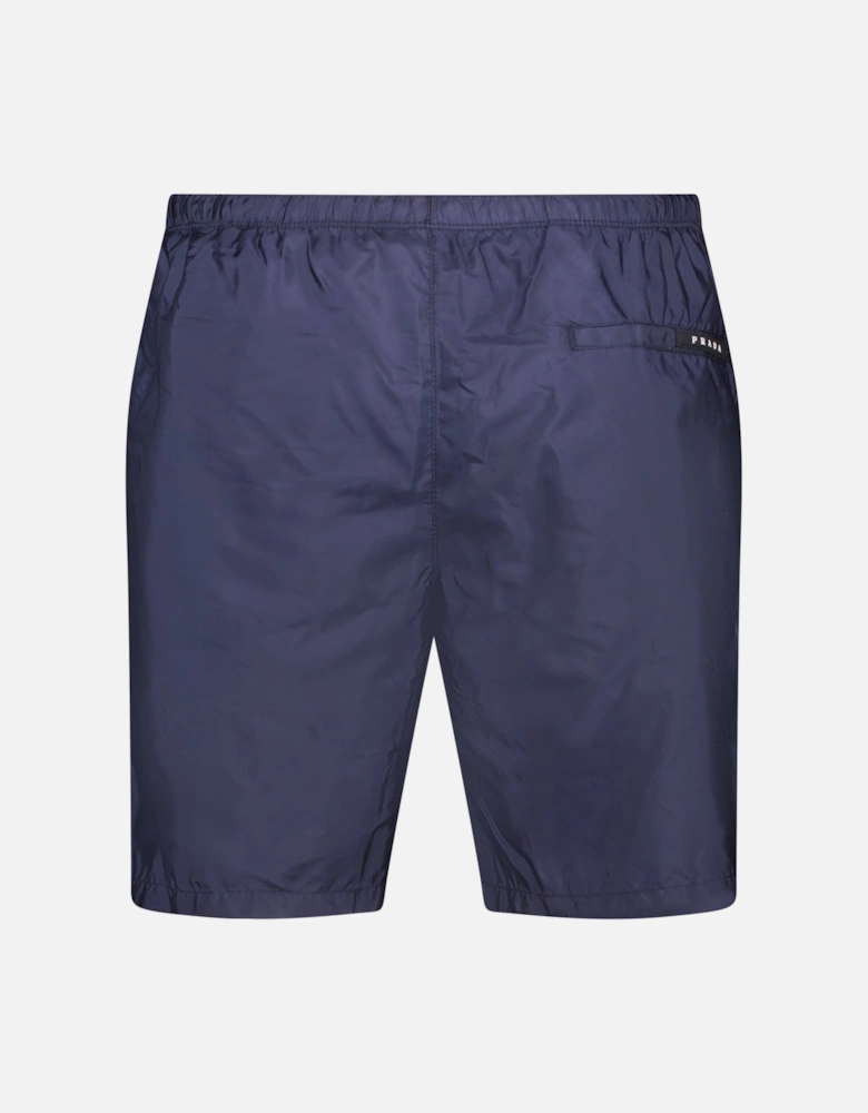 Black Rubber Logo Swim Shorts Navy