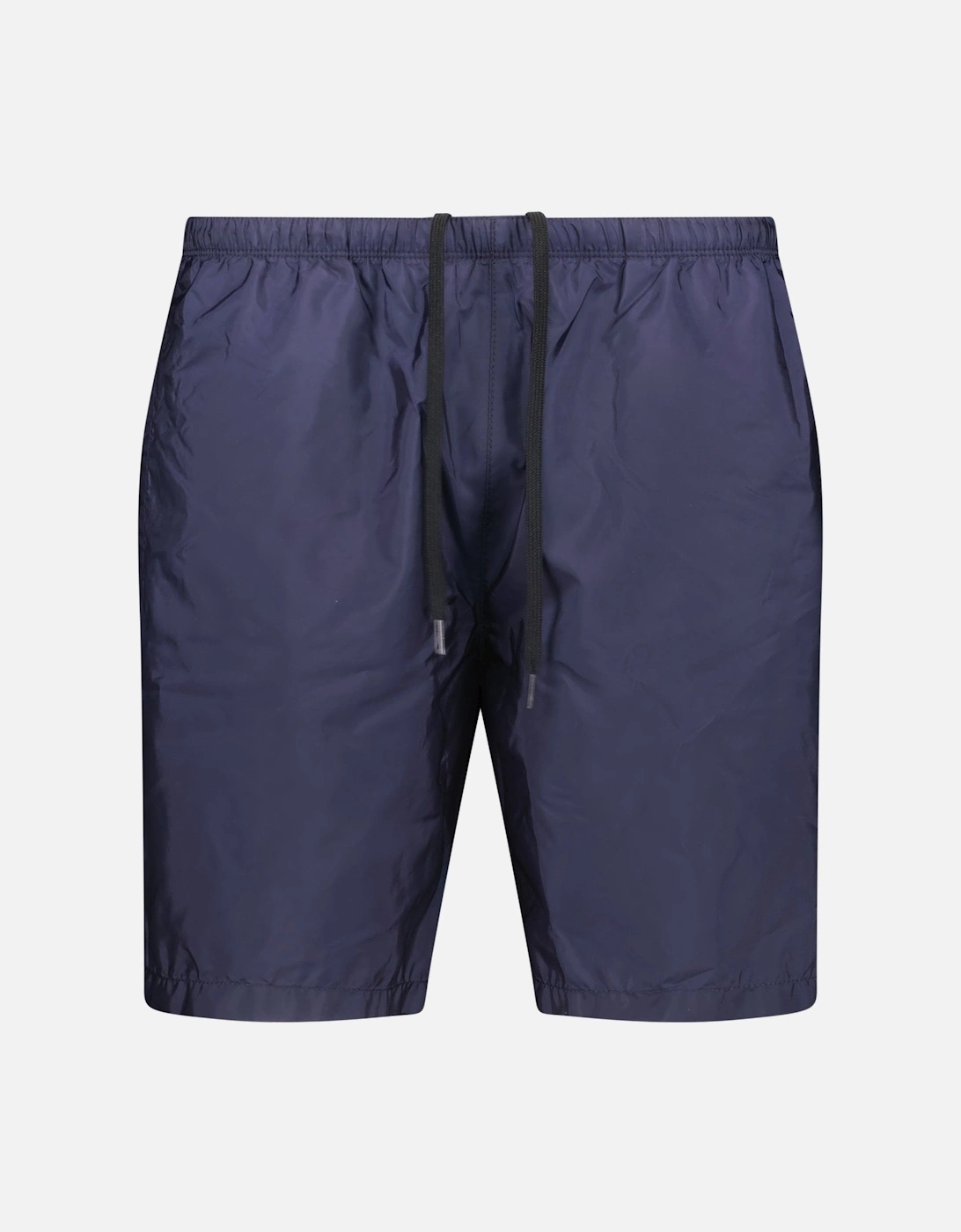 Black Rubber Logo Swim Shorts Navy