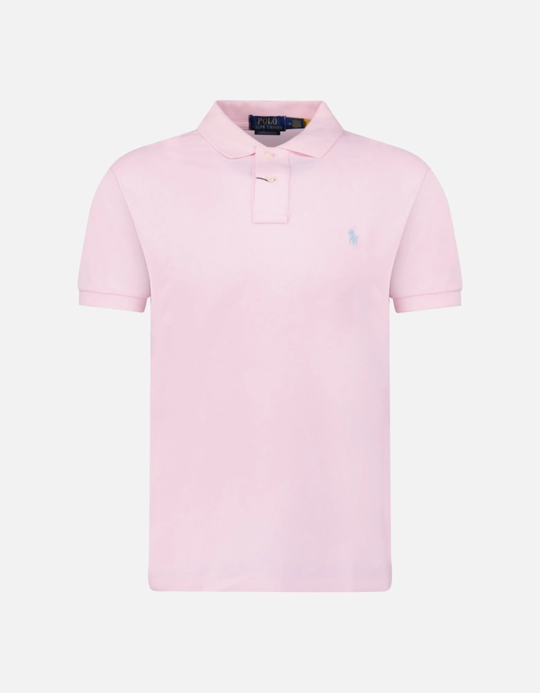 Cotton Custom Slim Fit Polo Shirt in Pink