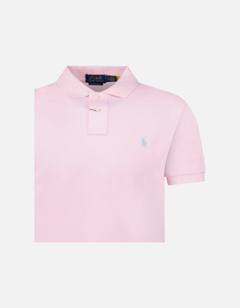 Cotton Custom Slim Fit Polo Shirt in Pink