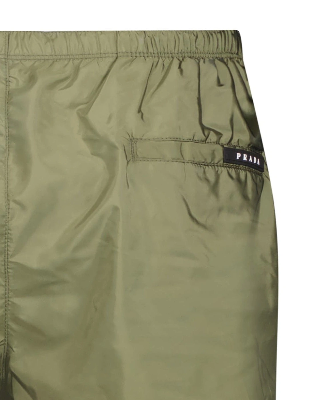 Black Rubber Logo Swim Shorts Military Green