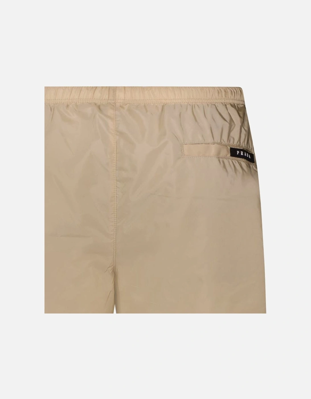 Black Rubber Logo Swim Shorts Beige
