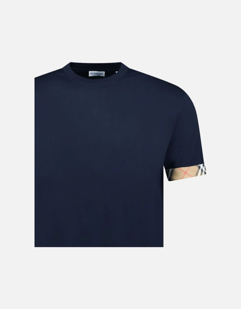 'Ellison' Organic Cotton Check Sleeve Navy