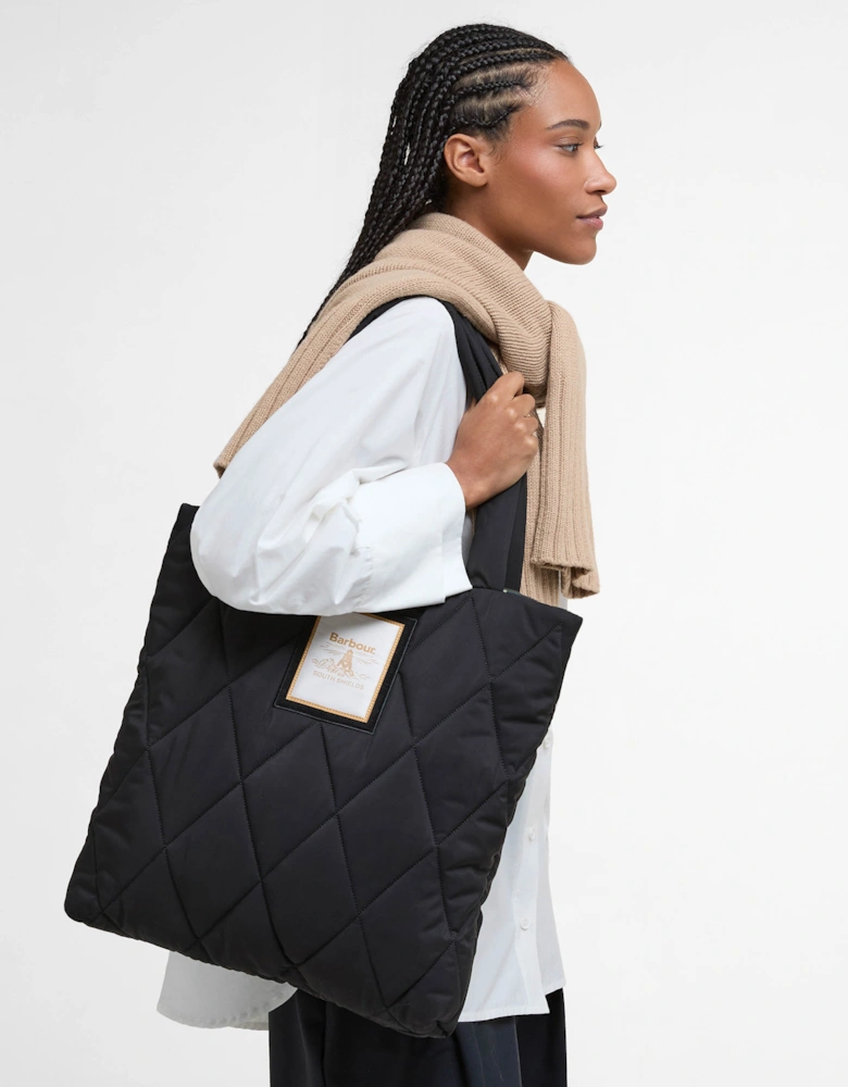 Mariah Womens Quilted Tote Bag - Black/Ancient