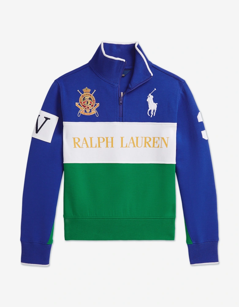 Girls Half Zip Tech Sweatshirt in Blue