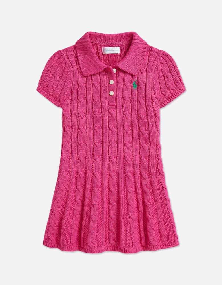Baby Girls Classic Cable Day Dress in Pink