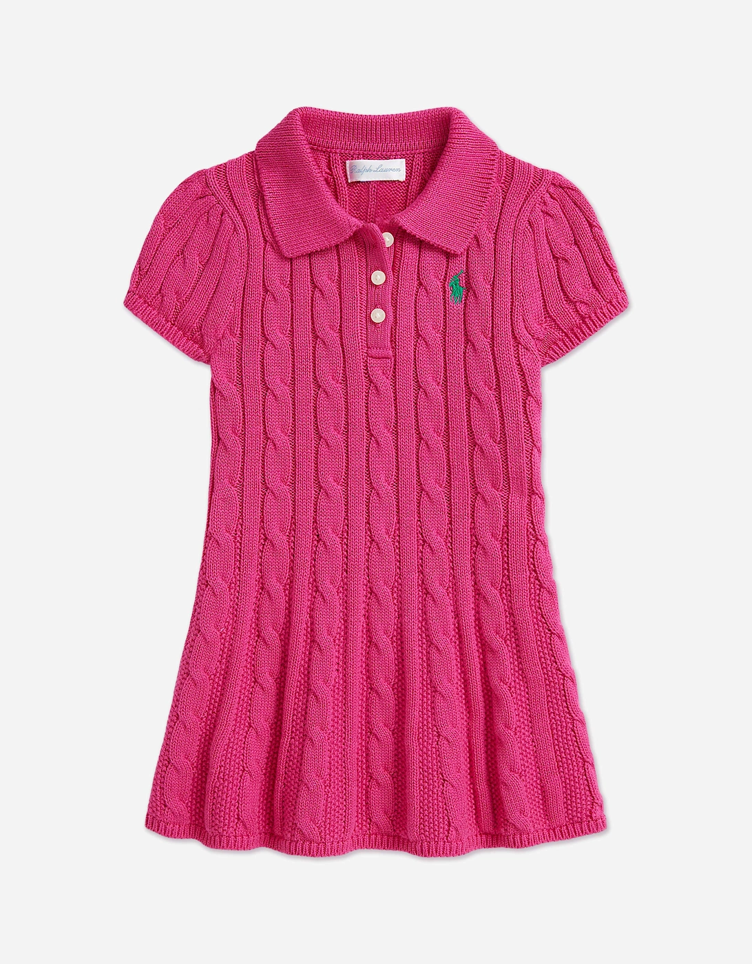 Baby Girls Classic Cable Day Dress in Pink, 5 of 4