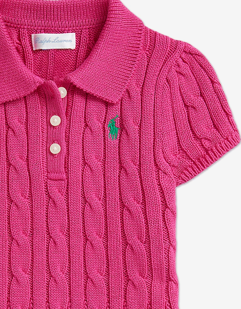 Baby Girls Classic Cable Day Dress in Pink