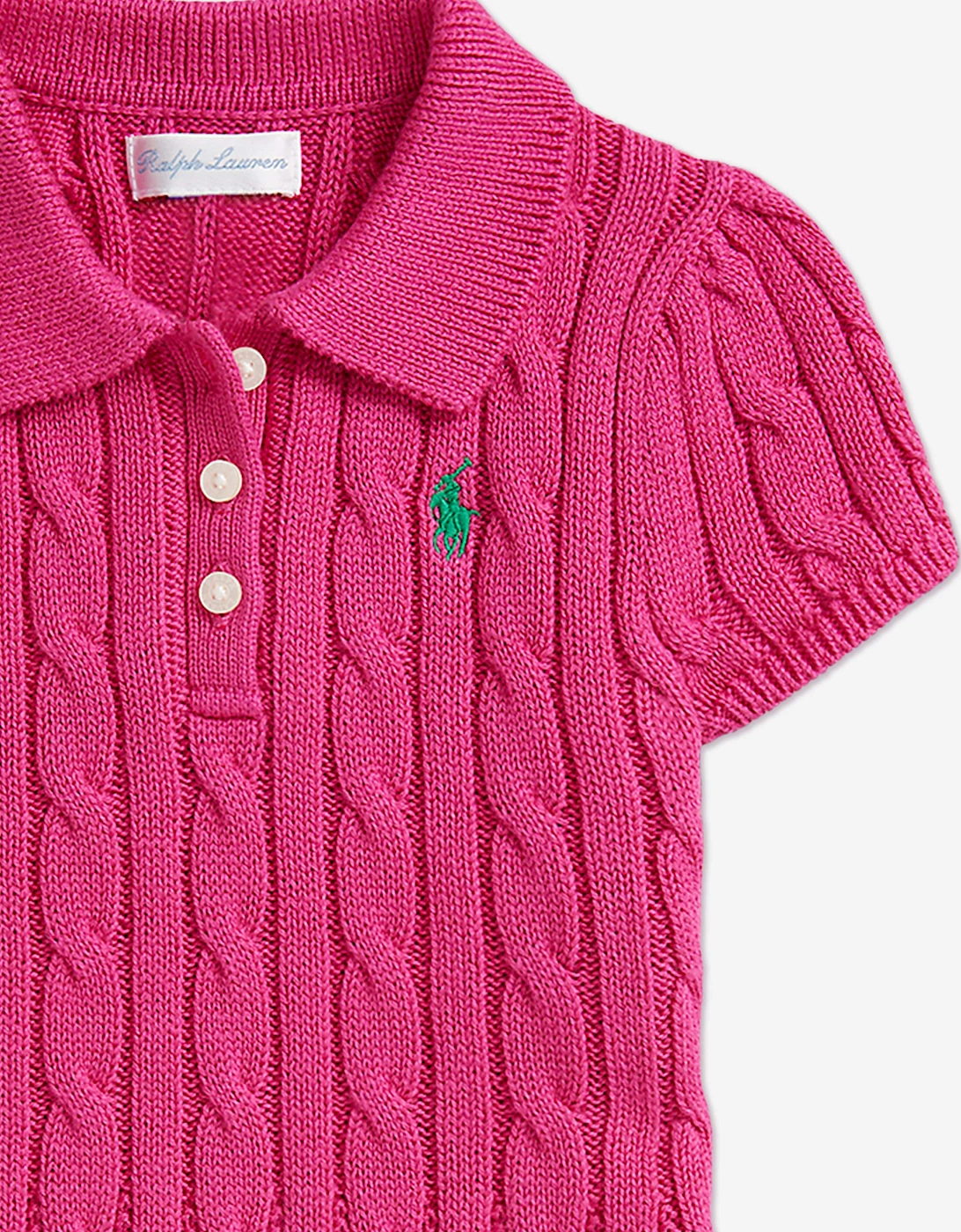 Baby Girls Classic Cable Day Dress in Pink