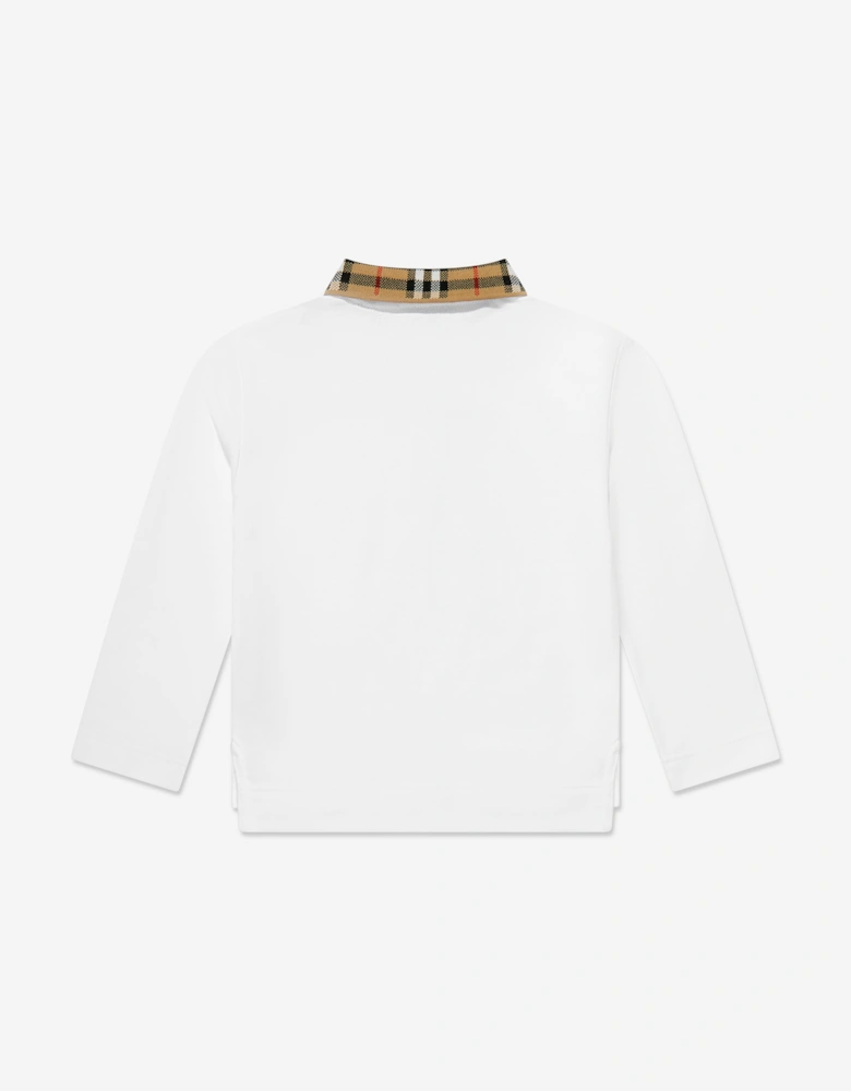 Boys Johane EKD Long Sleeve Polo Shirt in White