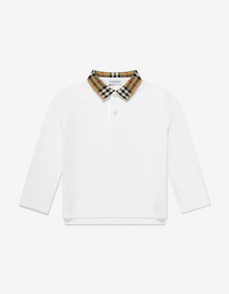 Boys Johane EKD Long Sleeve Polo Shirt in White