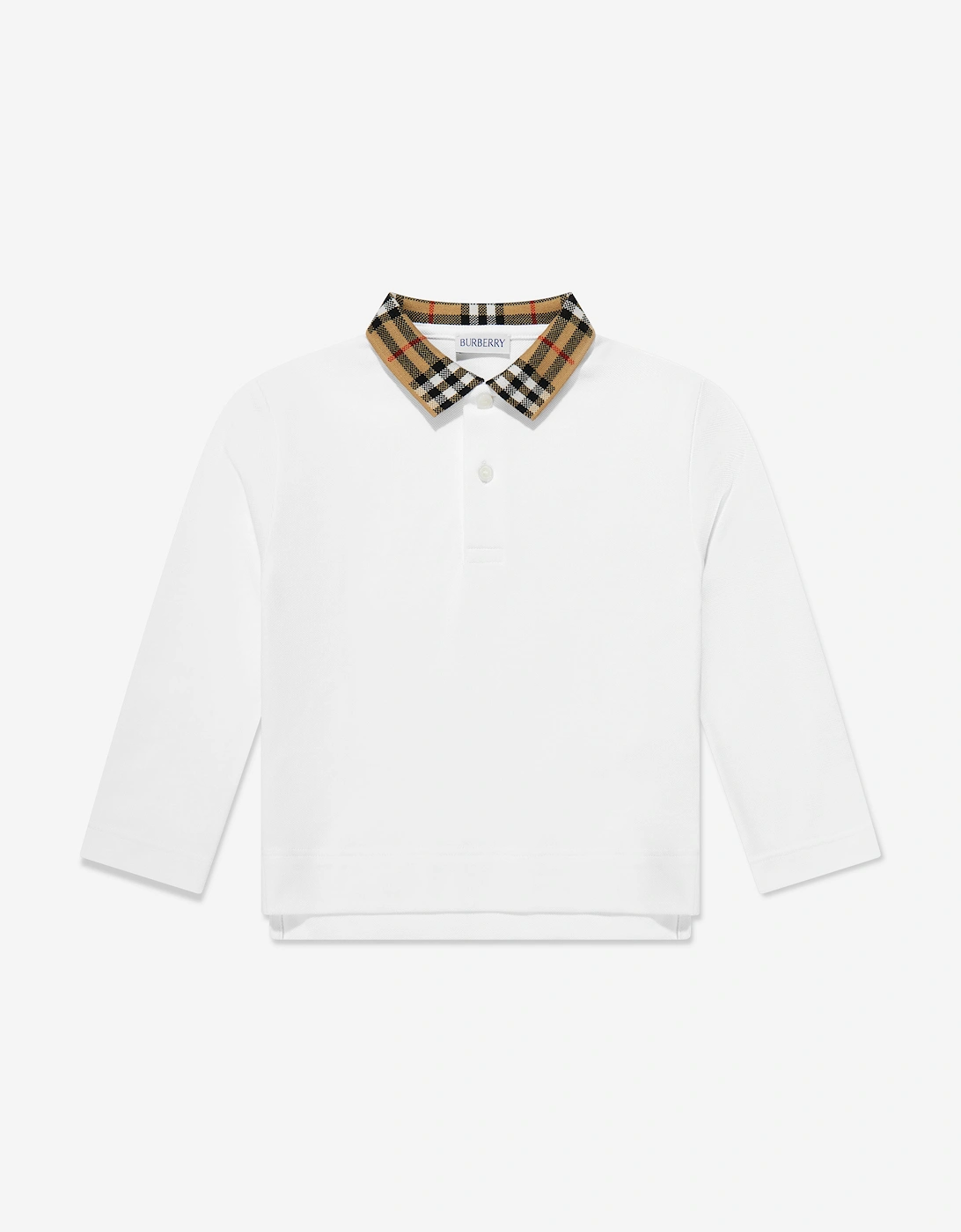 Boys Johane EKD Long Sleeve Polo Shirt in White, 5 of 4