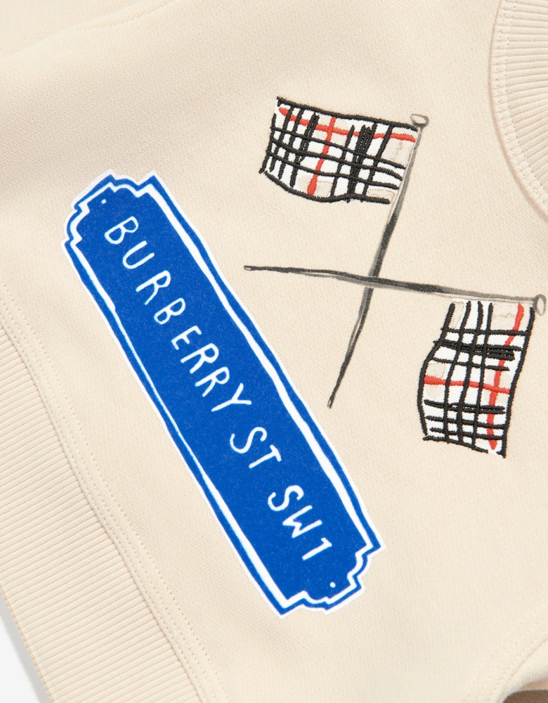 Baby Boys Flag Logo Sweatshirt in Ivory