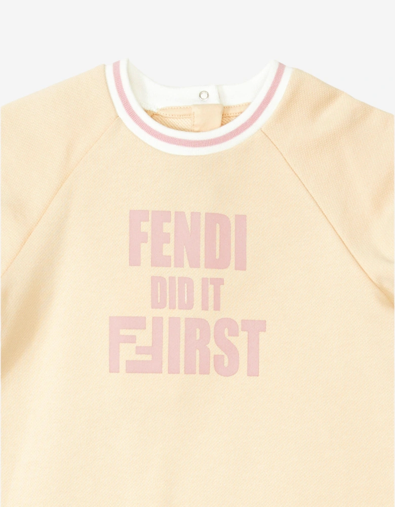 Baby Girls Slogan Sweater Dress in Ivory