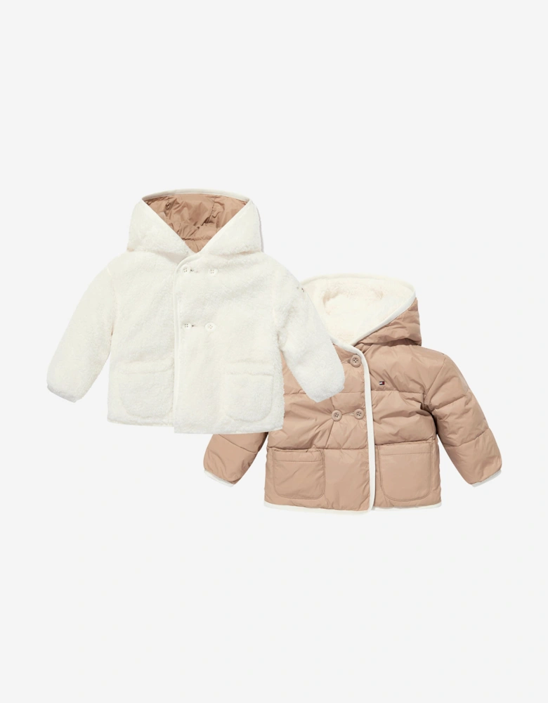 Baby Reversible Teddy Jacket in White