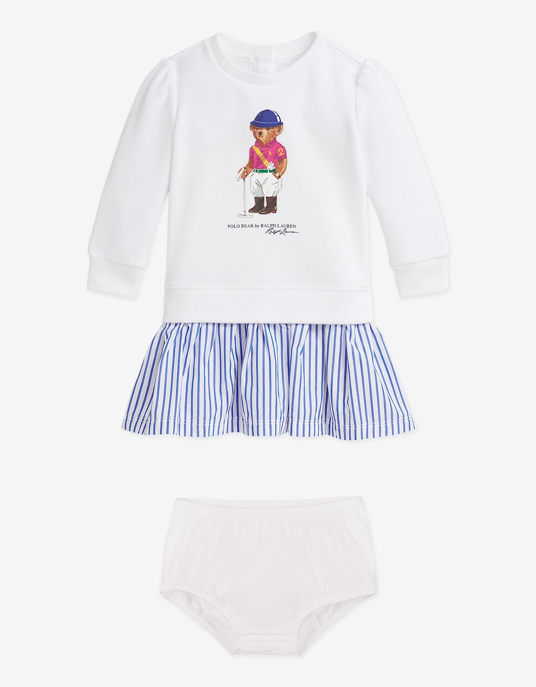 Baby Girls Polo Bear Sweater Dress in White, 5 of 4
