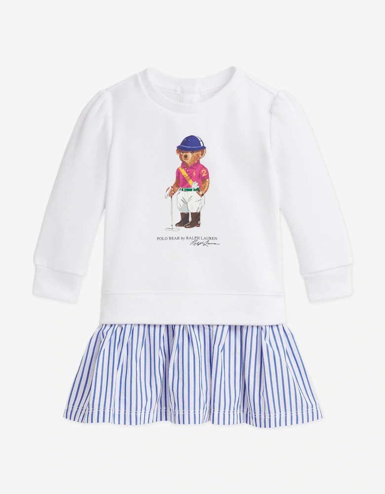 Baby Girls Polo Bear Sweater Dress in White