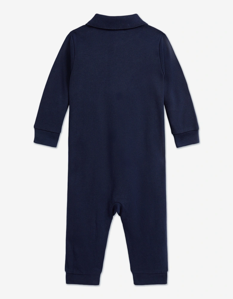 Baby Boys Polo Romper in Navy