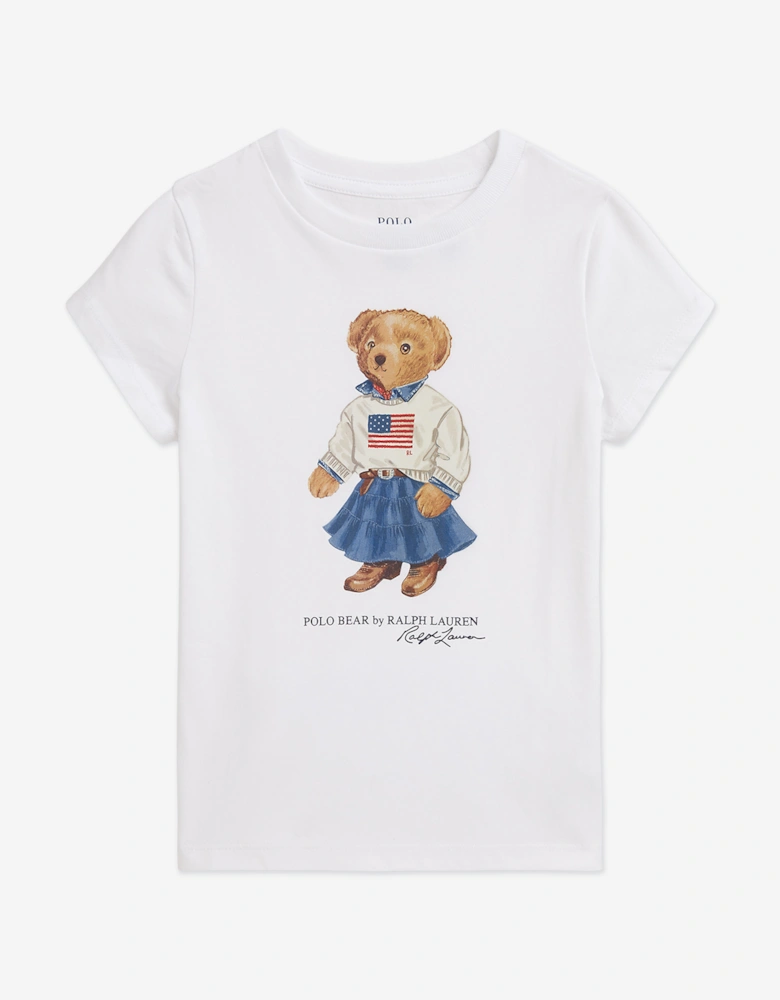 Girls Polo Bear T-Shirt in White