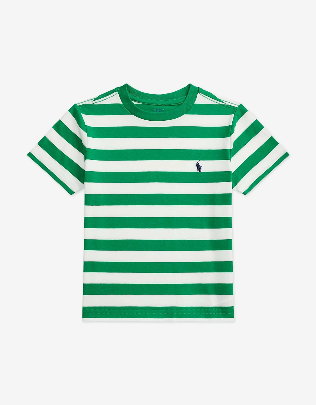 Boys Striped Logo T-Shirt in Green, 5 of 4