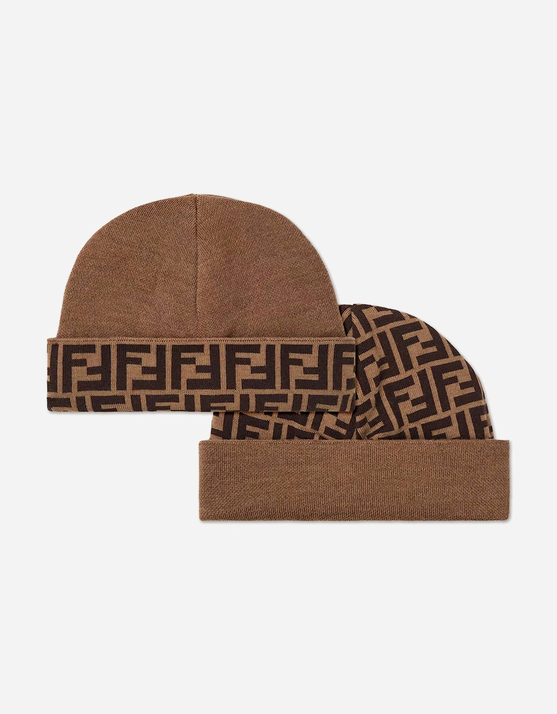 Kids Wool FF Logo Reversible Beanie Hat in Brown, 6 of 5