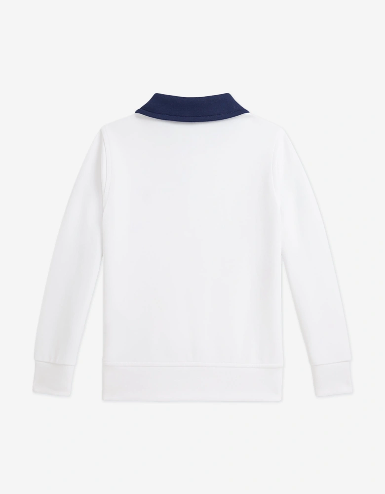 Boys Half Zip Sweatshirt in White