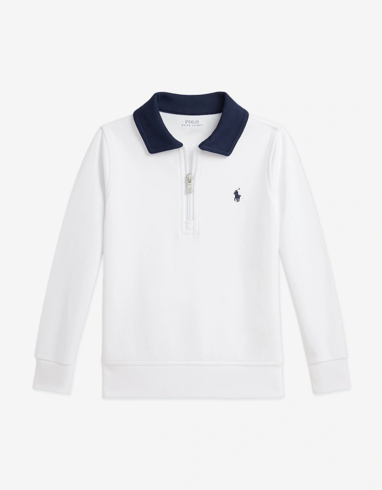 Boys Half Zip Sweatshirt in White