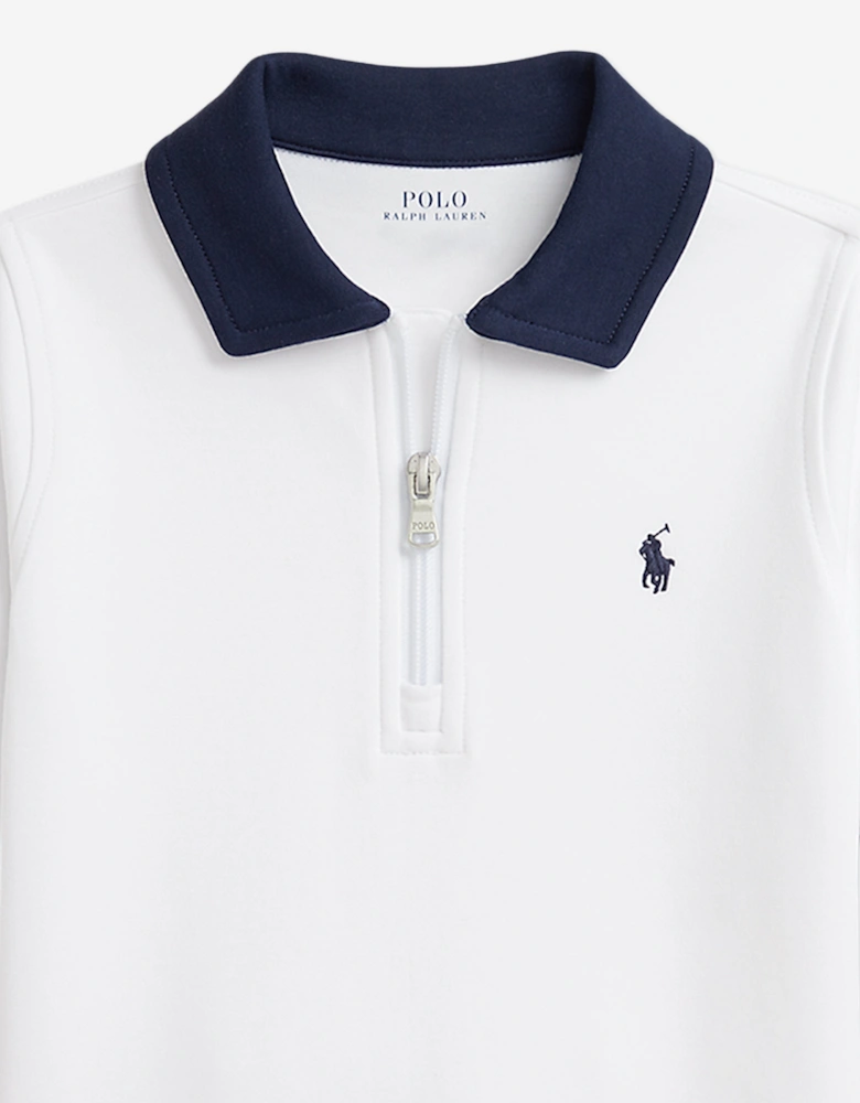 Boys Half Zip Sweatshirt in White