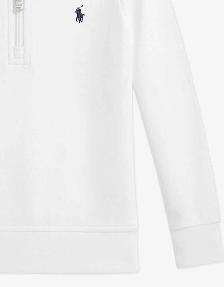 Boys Half Zip Sweatshirt in White