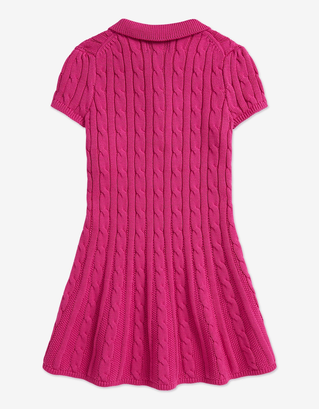 Girls Classic Cable Knit Dress in Pink