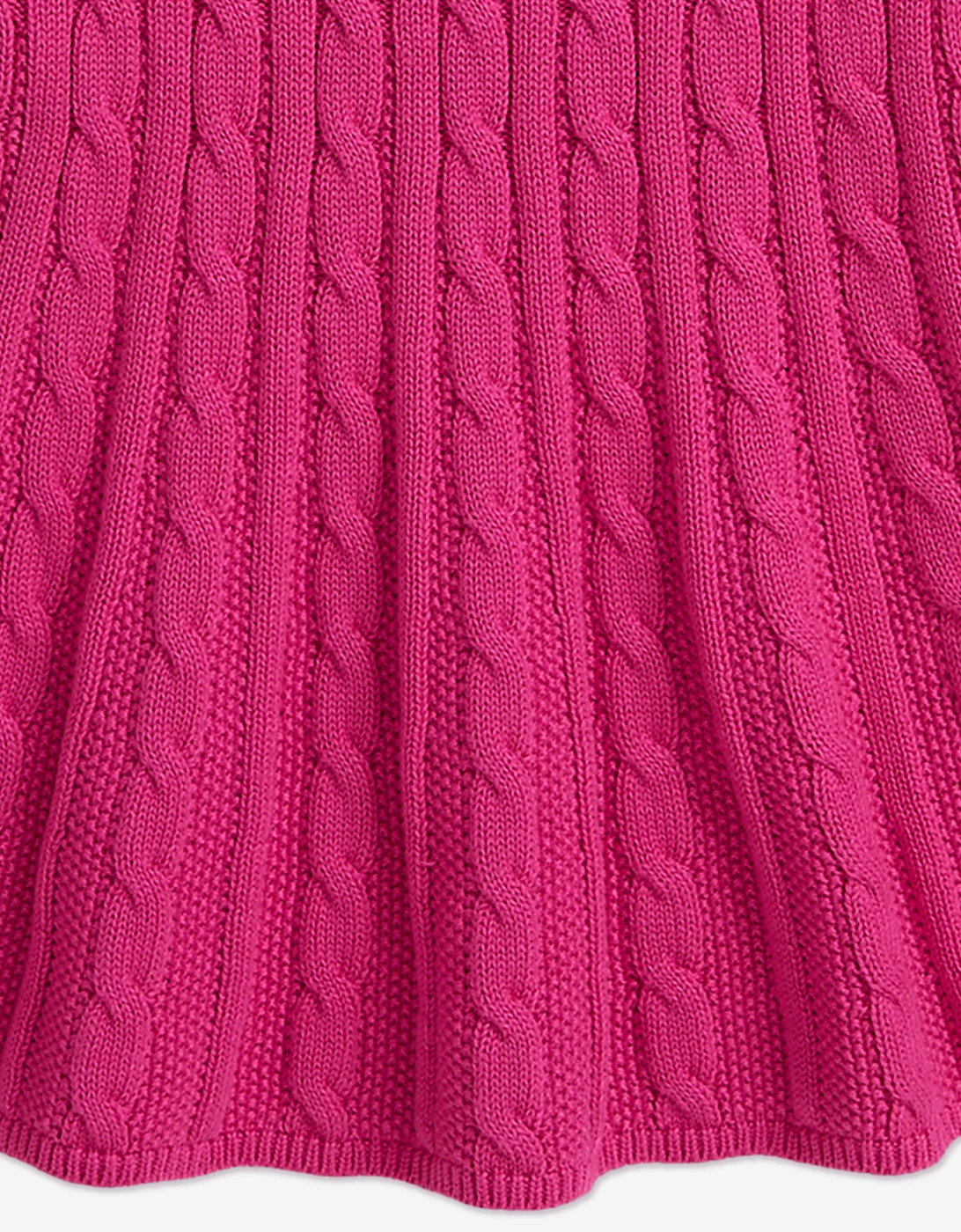 Girls Classic Cable Knit Dress in Pink